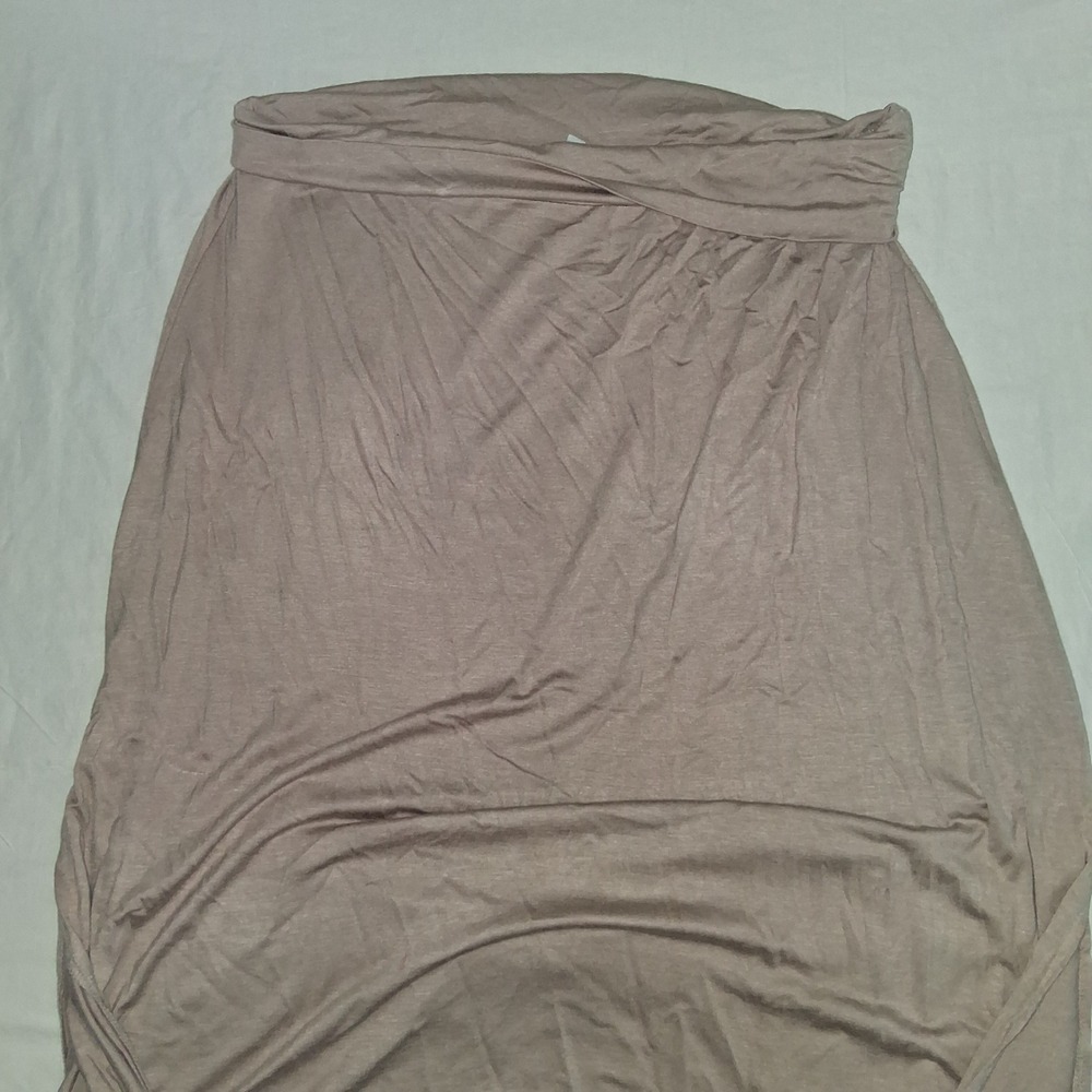 Charlotte Russe Womens XL Taupe Jersey Knit Fold Over Waist High Slit Maxi Skirt